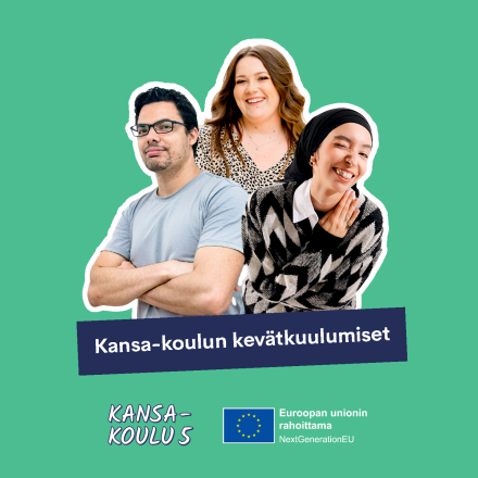 Kolme aikuista hymyilee